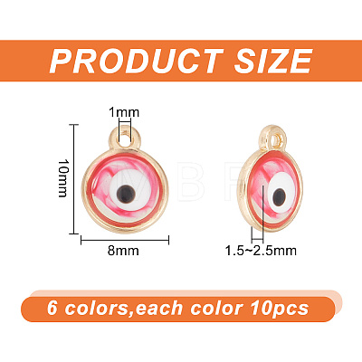 60Pcs 6 Colors Epoxy Resin Enamel Evil Eye Charms RESI-AR0001-37-1