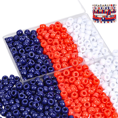 750Pcs 3 Colors Opaque Plastic Beads KY-PA0001-20-1