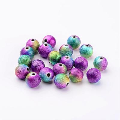 Colorful Round Spray Painted Acrylic Beads Mix X-PB25P9284-1