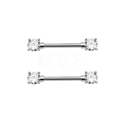 Brass Clear Cubic Zirconia Nipple Rings WG88A97-09-1