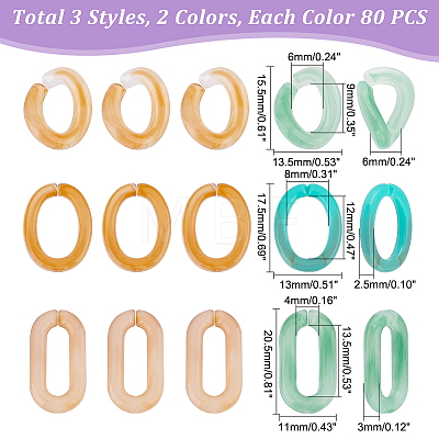 480Pcs 6 Style Acrylic Linking Rings OACR-DC0001-02-1