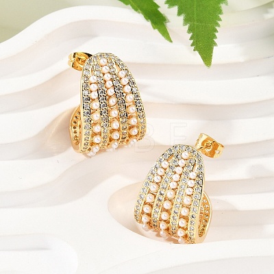 Brass Stud Earrings KK-U058-68G-1