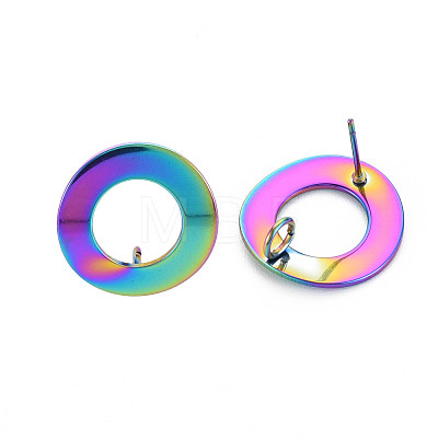 Rainbow Color 304 Stainless Steel Stud Earring Findings STAS-N098-018-1