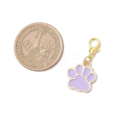 Alloy Enamel Dog Paw Print Pendant Decorations X-HJEW-JM03746-1