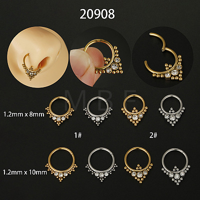 316L Surgical Stainless Steel Micro Pave Clear Cubic Zirconia Nose Rings WG1C8D8-08-1