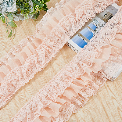 Three Layer Polyester Pleated Lace Trim OCOR-WH0088-18A-1