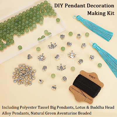Olycraft Natural Green Aventurine Beaded Pendant Decoration Jewelry Set DIY Making Kit DIY-OC0012-06-1