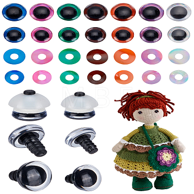 28Pcs 14 Styles Half Round Plastic Doll Craft Eyes DOLL-LP0001-09-1