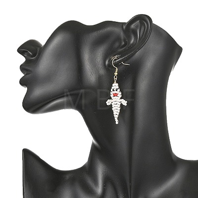 Halloween Glass Seed Bead Dangle Earrings EJEW-MZ00769-02-1