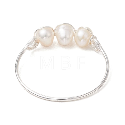 Round Natural Cultured Freshwater Pearl Finger Rings RJEW-JR00851-02-1