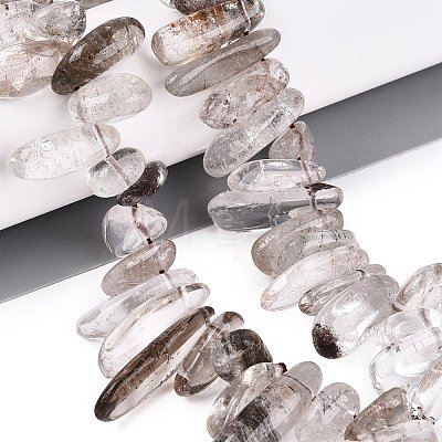 Natural Green Lodolite Quartz/Garden Quartz/Green Phantom Quartz Beads Strands G-N362-16A-01-1