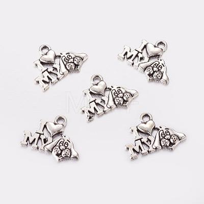 Tibetan Style Alloy Puppy Pendants TIBEP-0399-S-FF-1