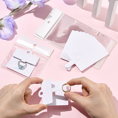 50Pcs Rectangle Foldable Paper Jewelry Display Cards for Rings CDIS-FS0001-31A-1