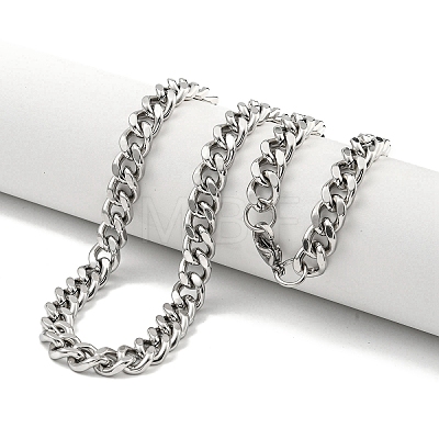 Non-Tarnish 201 Stainless Steel Cuban Link Chain Necklaces for Women and Men NJEW-F322-11P-02-1