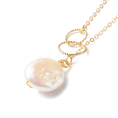 Natural Baroque Pearl Pendant Necklace NJEW-JN03599-01-1