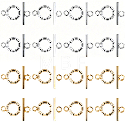 30Sets 2 Colors 304 Stainless Steel Toggle Clasps STAS-SC0021-29-1