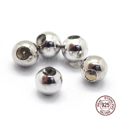 Rhodium Plated 925 Sterling Silver Stopper Beads STER-I016-106B-P-1