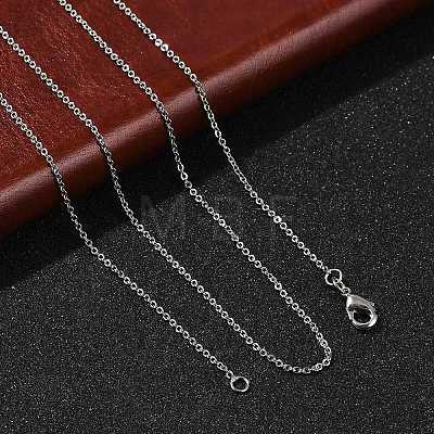 1mm Rack Plating Brass Cable Chain Necklaces for Women Men MAK-L044-23P-1