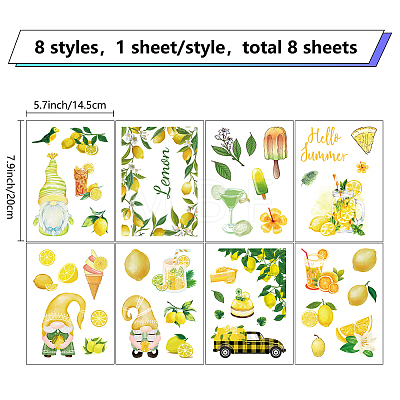 8 Sheets 8 Styles PVC Waterproof Wall Stickers DIY-WH0345-081-1