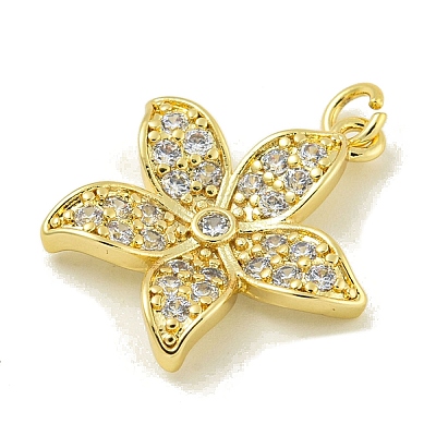 Rack Plating Brass Pave Cubic Zirconia Pendants KK-U029-25G-1