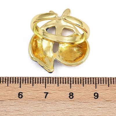 Brass Enamel Adjustable Cuff Rings for Women RJEW-G357-01H-1