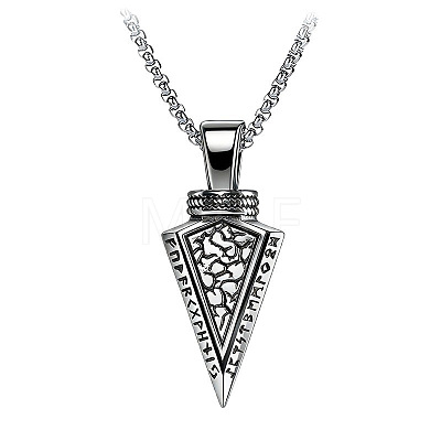 Vintage 304 Stainless Steel Arrow Head Pendant Necklaces for Men WG2A74C-01-1