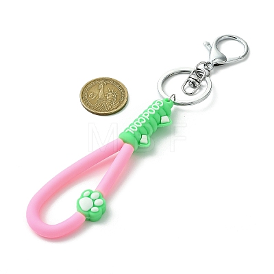 Cat Paw Print PVC & Iron Alloy Lobster Claw Clasp Keychain KEYC-JKC01104-05-1