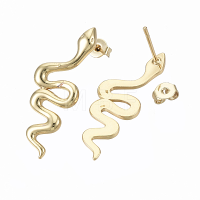 Brass Dangle Stud Earrings EJEW-T046-007G-NF-1