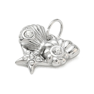 304 Stainless Steel & Crystal Rhinestone Pendants STAS-G391-02P-01-1