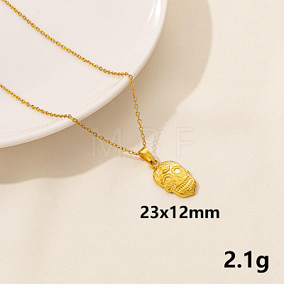 Minimalist Stainless Steel Skull Pendant Necklace for Women RX9725-10-1