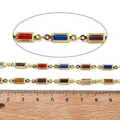 Brass Glass Rectangle Link Chains CHC-R001-01G-05-1