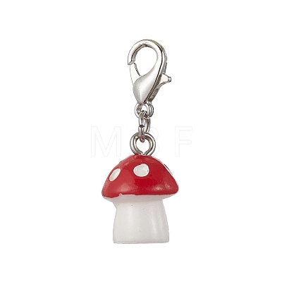 Plastic Mushroom Pendant Decoration HJEW-JM03197-1
