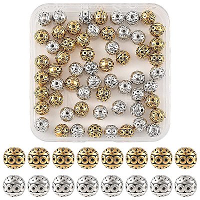 60Pcs 2 Colors Tibetan Style Zinc Alloy Beads FIND-YW0012-78-1