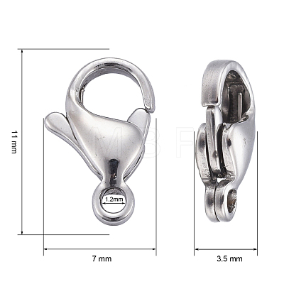 304 Stainless Steel Lobster Claw Clasps STAS-AB11-1