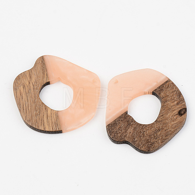 Opaque Resin & Walnut Wood Pendants X-RESI-S389-050A-C02-1