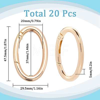 20Pcs Alloy Spring Gate Rings PALLOY-SC0010-53B-G-1