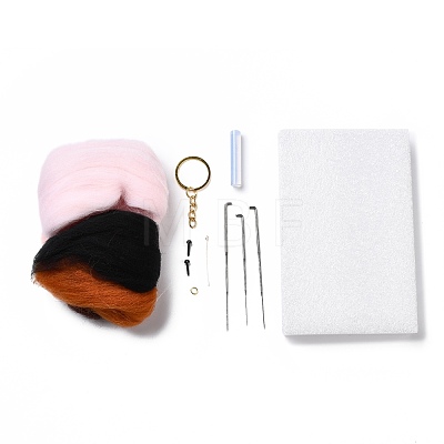 Elegant Woman DIY Keychain Needle Felting Kit DIY-I098-04-1
