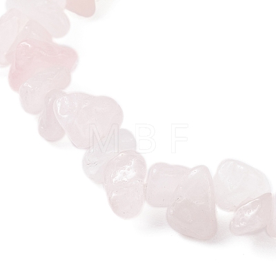 Natural Rose Quartz Chips & Pearl Stretch Bracelet for Women BJEW-JB07654-03-1