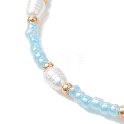 2Pcs Glass with ABS Imitation Pearl Acrylic Beaded Bracelets for Women BJEW-MZ00293-1