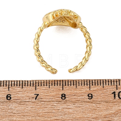 Brass Micro Pave Cubic Zirconia Adjustable Open Cuff Rings for Women RJEW-A072-01A-G-1