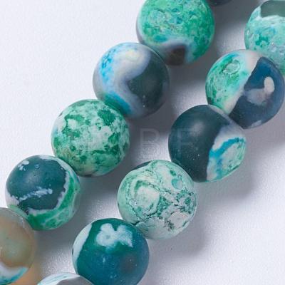 Natural Fire Crackle Agate Bead Strands G-E393-8mm-08-1