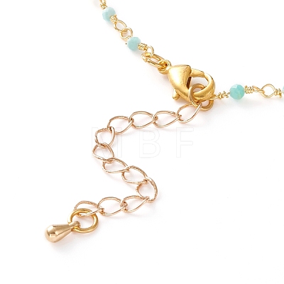Faceted Round Natural Amazonite Beaded Necklaces NJEW-JN03215-03-1