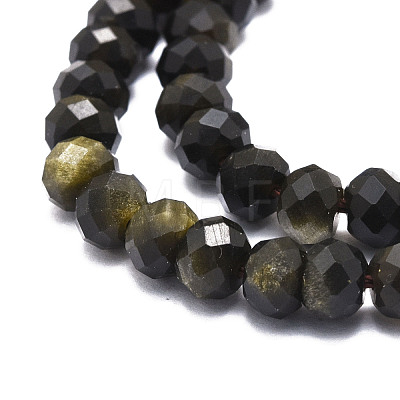 Natural Golden Sheen Obsidian Beads Strands G-E569-I02-1