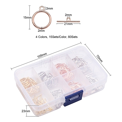 60Sets 4 Colors Alloy Toggle Clasps FIND-YW0001-37-1