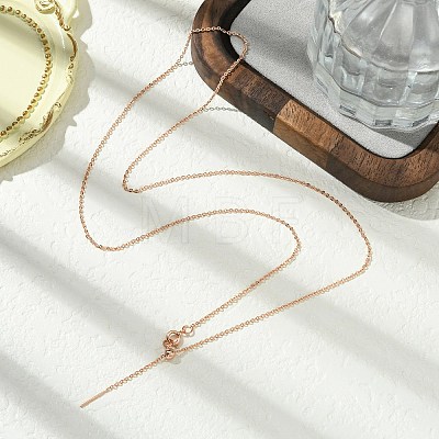 1mm Rack Plating Brass Cable Chain Adjustable Slider Necklaces for Women Men MAK-L044-04RG-1