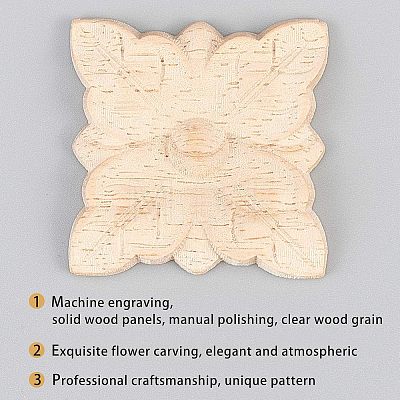 Olycraft Rubber Wood Carved Onlay Applique Craft AJEW-OC0001-46-1