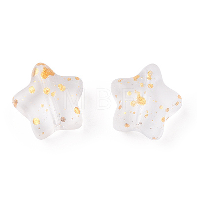 Spray Painted Transparent Glass Beads GLAA-FS0001-01B-1