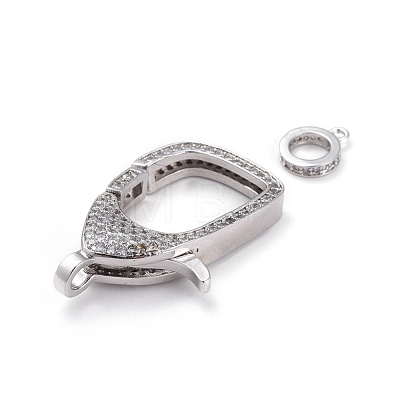 Brass Micro Pave Cubic Zirconia Lobster Claw Clasps ZIRC-F110-02D-1