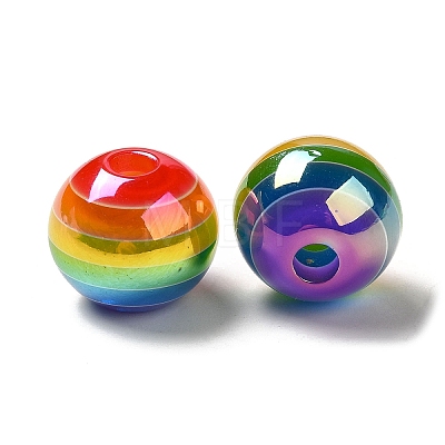Pride UV Plating Rainbow Iridescent Acrylic European Beads X-MACR-D025-06-1
