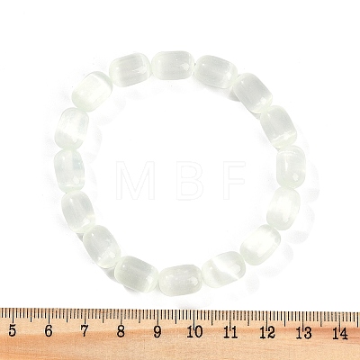 Dyed Natural Selenite Column Beaded Stretch Bracelets for Women BJEW-I312-05D-1